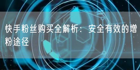 快手粉丝购买全解析:安全有效的增粉途径