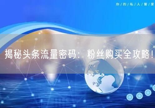 揭秘头条流量密码:粉丝购买全攻略!