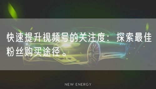 快速提升视频号的关注度:探索最佳粉丝购买途径。