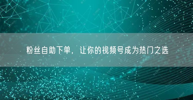 粉丝自助下单,让你的视频号成为热门之选