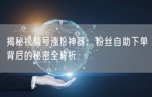 揭秘视频号涨粉神器:粉丝自助下单背后的秘密全解析