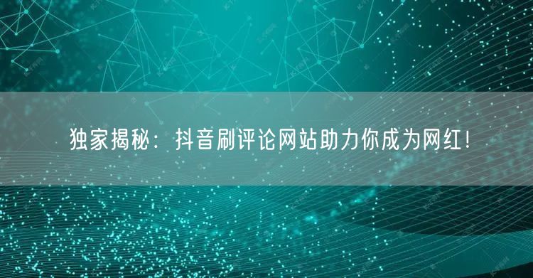独家揭秘:抖音刷评论网站助力你成为网红!