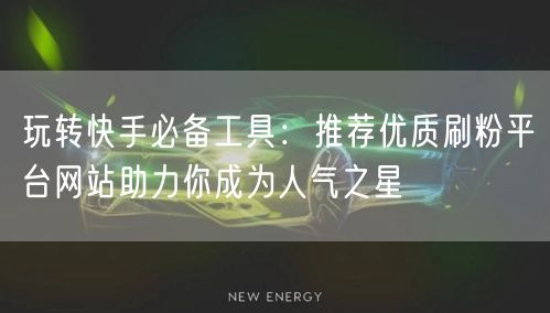 玩转快手必备工具：推荐优质刷粉平台网站助力你成为人气之星