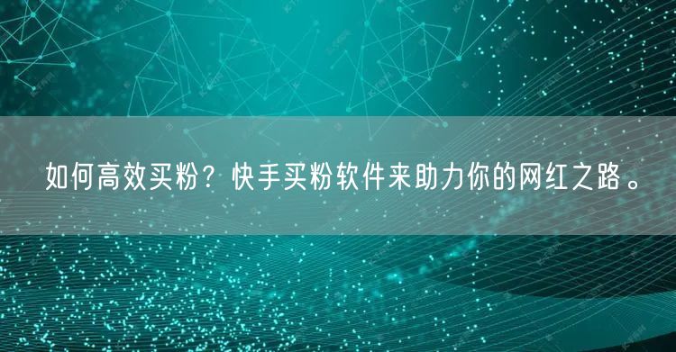 如何高效买粉?快手买粉软件来助力你的网红之路。