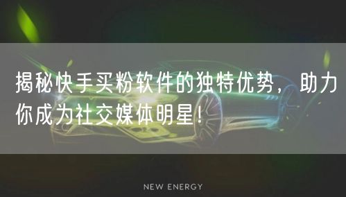 揭秘快手买粉软件的独特优势，助力你成为社交媒体明星！