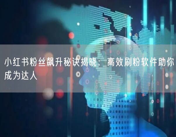 小红书粉丝飙升秘诀揭晓:高效刷粉软件助你成为达人