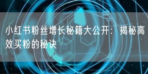 小红书粉丝增长秘籍大公开:揭秘高效买粉的秘诀